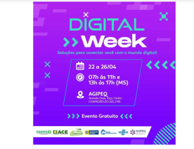 Imagem da notícia Prefeitura de Chapadão do Sul inicia hoje o evento Semana Digital